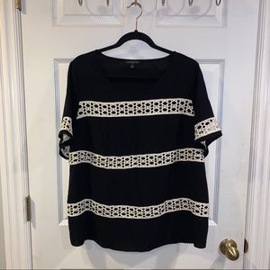 Lane Bryant Crotchet Striped Blouse - Sz 14/16